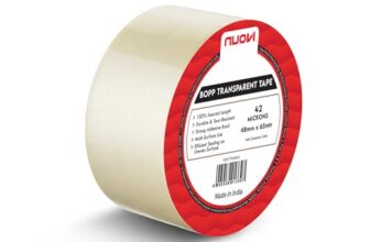NUOVI BOPP Transparent Tape | 65meter Length X 48mm Width | 42Micron High Strength Self-Adhesive Tape for Strong Hold | Perfect for Office, Packaging, DIY, Shipping & More