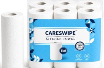 Careswipe Kitchen Tissue Paper Roll – 2 Ply Tissue Paper Roll, 360 Pulls, 6 Rolls x 60 Sheets, Soft & Absorbent Virgin Cellulose Towels for Kitchen Cleaning