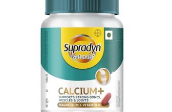 Supradyn Naturals Calcium with Vitamin D & Magnesium (60 Tablets) from India’s No. 1 Multivitamin Tablet Brand | 100% Veg Calcium Tablets for Women and Men | Supports Bone Strength, Muscle Function & Joint Health
