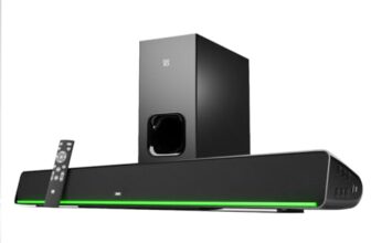 GOVO GoSurround 975 Pro, 400W Soundbar with 8” Subwoofer, 2.1 Channel Home Theatre, HDMI/AUX/USB/Bluetooth, 4 EQ Modes, LED Display & – Black