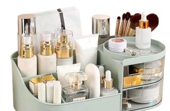 Anshri Desk Makeup Brush Organizers Box and Makeup Organizers for Desk Desktop Storage Stationery Supplies Cute Pencil Cup Pot for Office School Home Makeup Storage Box (Pista)