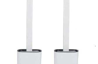 RUDVED Silicon Toilet Brush with Slim Holder Flex Toilet Bowl Cleaner, Anti-drip Set with Wall Hook