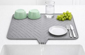 Homeze Medium Kitchen Silicone Drying Mat 40×30 cm – Built-in Drain Lip Organizer Tray for Utensils, Heat Resistant Trivet, Protects Countertops, Prevents Water Accumulation, Easy to Clean (Grey)