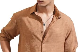 Highlander Men’s Relaxed Fit Shirts | Self Design | Long Sleeves | Spread Collar | Casual Shirts | Men Shirts