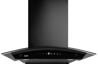 KAFF K-Series KEC 60A Filterless Auto-Clean Kitchen Chimney, 60 CM, Curved Glass,1450 m3/hr Suction, Touch & Motion Sensor, 2 Years Comprehensive and Lifetime on Motor Warranty* | Black