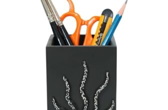Sambhav crafts Decorative Embossed Design Pencil and Pen Stand | Desk Organizer for Stationery Storage | Suitable for Office Desk, Study Table, Home and Workspace Use (Design 4)