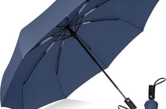 Kerok Portable Auto Travel Umbrella – Windproof for Rain, Strong for Wind, Auto Open/Close Button, Perfect Car Umbrella for Men & Women (BLUE)
