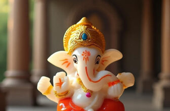 Jbn JBN-Gan-OrangeDhoti 6.5 cm Religious Idol & Figurine(Marble, Multicolor)