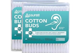 Assureit Pure Cotton Buds with Paper Sticks – 200 Counts | Soft, Gentle On Face, Ear Cleaning, Makeup (Pack of 2)