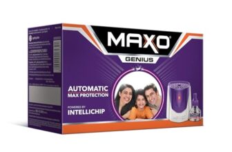 Maxo Genius Liquid Vaporizer Combo (Machine + 1 Refill Liquid 45ml)|India’s 1st Automatic Machine with INTELLICHIP Feature|Maximum Protection Against Dengue,Malaria Causing Mosquitoes -2X Protection