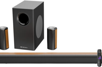 ZEBRONICS Juke Bar 9451 Dolby Audio Wireless Subwoofer & Dual Satellite, Wooden Finish 600 W Bluetooth Soundbar(Black, 5.1 Channel)