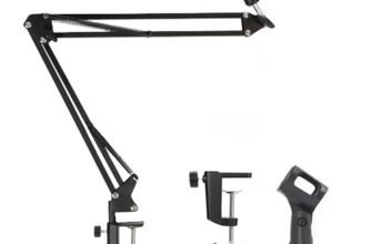 Powerpak NB-35 Microphone Stand with Suspension Boom Scissor Arm Stand, Black
