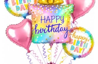 Wanna Party Balloon Set – 36 Inch, Pack of 5 | Gift Box Present Foil Balloons | Big Balloon Set