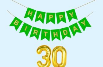 Mystic Toy Store 30th Happy Birthday Decoration Kit Green for 30 year Old Boys Girls Men Women with Number ThirtyParty Decorations Decor Celebration Items Item Set Combo Reusable Paper Banner
