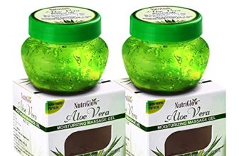 NutriGlow Aloe Vera Gel Great for Face, Hair, Acne, Sunburn, Bug Bites, Rashes, Glowing and Radiant Skin, Hydrating Gel Relieves Itchy & Irritated Skin Non Sticky, 100gm Each, Pack of 2