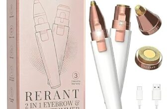 RERANT 2-in-1 Eyebrow Trimmer and Facial Hair Remover for Women, Rechargeable Electric Face Razor with Built-in LED Light, Painless Precision Eyebrow Razor and Lip Hair Trimmer, Portable (S1)