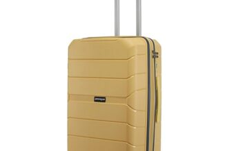 Provogue Cascade Hard-Sided PP 65 Cm Trolley Bags for Travel Medium Size | Expandable Luggage Suitcase with 8 Wheels | Combination Lock | 5 Year Warranty (Golden Yellow)
