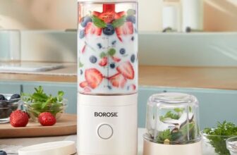Borosil 75W NutriMate Portable Blender with Grinder | 550ml Tritan Jar with Glass Grinding Jar | DC Motor | Smoothie Maker, Protein Shakes, Juices | Compact & Travel Friendly | 1 Year Warranty