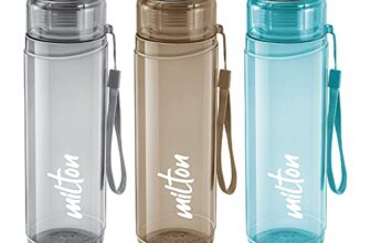 MILTON Hector 1000 Pet Water Bottles, Set of 3, 1 Litre Each, Assorted, Reusable Plastic Fridge Bottle, BPA Free and Leak Proof Bottles for Travel, Work