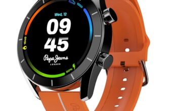Pebble Pepe 1.39″ (3.53 cm) 600 Nits HD Display, BT Calling, Metal Alloy, Health Suite, Smart Calculator, Alarm & Notification, Orange