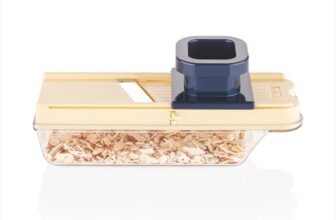 RITU Adjustable Slicer with Large Safety Holder | Dual Stainless Steel Blades | Spiral Vegetable Cutter for Salad, Fruits, Potatoes, Carrots | Multipurpose Kitchen Tool | Easy to Use