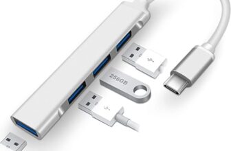 Sounce 4 in 1 Portable USB C Hub (Type-C to 4 USB-A Ports) with Aluminum Shell, USB Port Hub 3.0 Compatible for PC, Tablet, and Smartphone – White