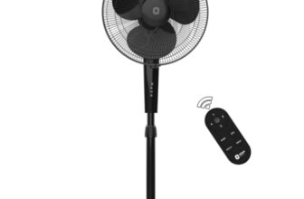 Orient Electric Harrier BLDC Stand Fan with Remote | Energy Saving Fan, Whisper Quiet 52 dB Operation | 90° Oscillation, Tilt & Height Adjustment | 2 Year Warranty, Black