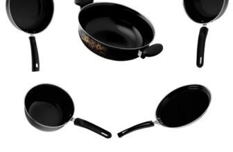 Jainpet Fry Pan 22 cm diameter 5 L capacity(Cast Iron, Non-stick, Induction Bottom)
