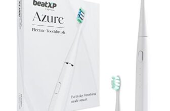 beatXP Azure Electric Toothbrush for Adults with 2 Brush Heads & 5 Cleaning Modes|Rechargeable Electric Toothbrush Battery Backup of upto 180 Days (White)