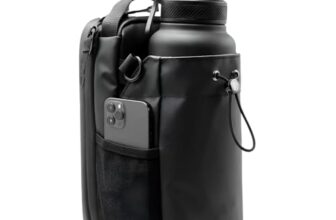 Magnetic Gym Bottle Holder Bag with Storage Pockets, Zippered Compartments & Phone Mesh Pocket – Water Bottle Carrier for Gym Rack, Locker, Car and Fitness Equipment | Holds up to 3 kg