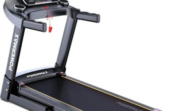 Powermax Fitness TDM-96 4HP Motor 110kg Manual Incline Heart Rate Sensor Foldable for Home Cardio Treadmill (Max Weight:110 kg)