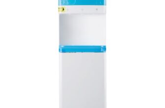 amazon basics Hot and Cold Floor Standing Water Dispenser, Top Loading, 20Litre White & Blue Deco