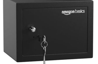 Amazon Basics 8.6 Litre Heavy Duty Safe Locker with Mechanical Key Lock | Handy & Sleek Design | 1-Year Warranty (Black)