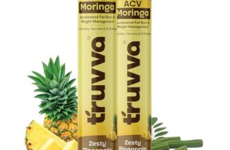 Truvva ACV Moringa Tablets for Weight Management 30 Effervescent Tablets Zesty Pineapple Flavor with Moringa Extract | Cravings Control | Helps Digestion & Metabolism Support 15 Tablets (Pack of 2)