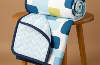 BSB HOME Pure Cotton 120 GSM Reversible Soft Lightweight Printed Single Bed Blanket/AC Dohar/Skin Friendly Dohar-152 x 225 cm-Blue Green & Yellow