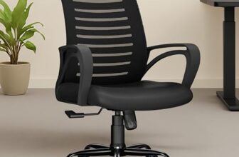 beAAtho® Verona Mesh Mid-Back Ergonomic Desk Office Chair with Tilting Mechanism, Comfortable Seat, and Revolving Heavy Duty Metal Base | Ideal for Work from Home & Study (Black)
