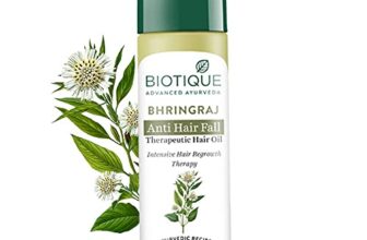 Biotique Bio Bhringraj Therapeutic Hair Oil for Falling Hair | Intensive Hair Regrowth Treatment | Nourishing Hair Follicles| Strong and Shiny Hair| For All Skin Types| 120m