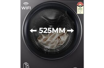Haier 10Kg, 5 Star, AI Smart Wash, Hygiene Refresh with Inbuilt heater, 525 mm Super Drum, Direct Motion Motor, WiFi Fully Automatic Front Load Washer (EFL120-DM14IEIS8U1 | Dark Jade Silver)