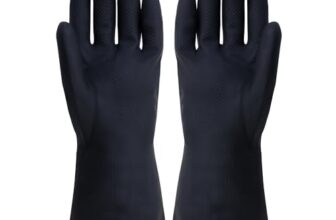 Robustt Heavy Duty Rubber Hand gloves – 1 Pair (Free Size, Black) for Dishwashing, gardening, kitchen cleaning