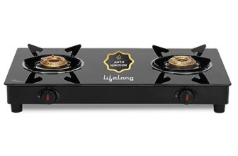 Lifelong 2 Burner Gas Stove Top for Kitchen – Automatic Ignition Cooktop Modern Glass Stove for Modular Kitchen, ISI Certified & Compatible with LPG – 1 Year Manufacturer’s (Black, LLGS912)
