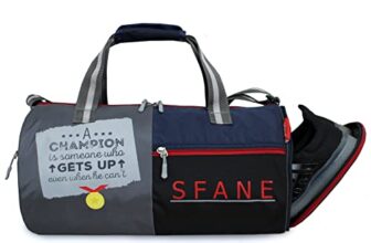 Sfane Gym Bags for Men with Separate Shoe Compartment Sports Gym Bags for Women Unisex Duffle Bags for Gym for Carry & Travel Adjustable Duffel Bags Sports Bag – Navy Blue & Red