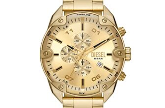 Diesel Spiked Analog Gold Dial Men’s Watch-DZ4608