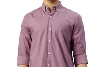 Majestic Man Men’s Solid Pure Cotton Casual Shirt – Slim Fit | Full Sleeves | Soft & Breathable Fabric (Dusty Mauve, Large)
