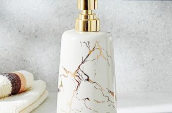 Home Centre Aubree Vince Ceramic Printed Soap Dispenser – 450ml, White