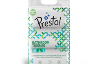 Amazon Brand – Presto! 2 Ply Toilet Tissue Paper | 1380 Sheets | 230 Sheets X 6 Packs | White | 100% Natural Virgin Cellulose Fiber