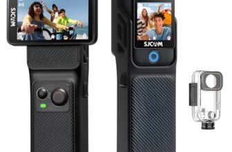 SJCAM C400 4K Vlogging Camera with Rotatable Dual Touch Screen, 1/2.8″ CMOS, 7H Battery Grip, 154° Wide, 6-Axis Gyro Stabilization, Waterproof, WiFi & Live Stream Video Camera for YouTube & Travel