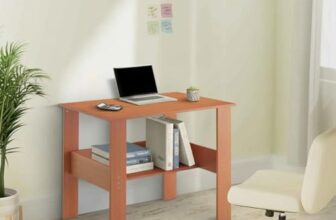 Amazon Brand – Solimo Engineered Wood Computer Desk with One Tier Shelves Laptop Study Table for Office Home Workstation Writing Modern Desk |Brown