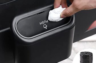 Accmor Plastic Car Manual-Lift Trash Can With Lid, Mini Vehicle Trash Bin Car Dustbin Garbage Organizer With One Roll Trash Bag, Automotive Garbage Can Bin Trash Container For Auto Cars, Home, Office