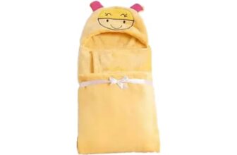 Bumtum Baby Soft Cotton Hooded Bath Towel | Ultra Absorbent | for Newborn, Infant Boys and Girls (Yellow)