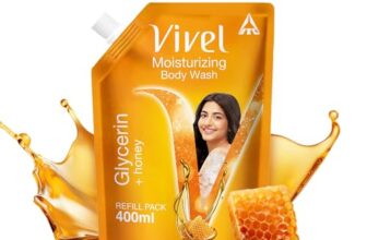 Vivel Body Wash, Glycerin and Honey, Moisturizing Shower Gel, 350ml Liquid Refill Pouch Pack, for Women and Men, for Glowing and Moisturised Skin Refill Pouch, All Skin Types